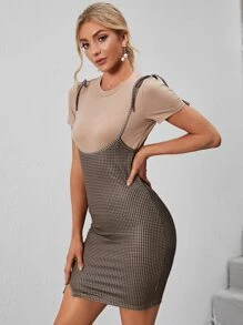 SHEIN Essnce Bộ thời trang Thắt nút Khối Màu Giải trí - Nhiều màu - Xem 4