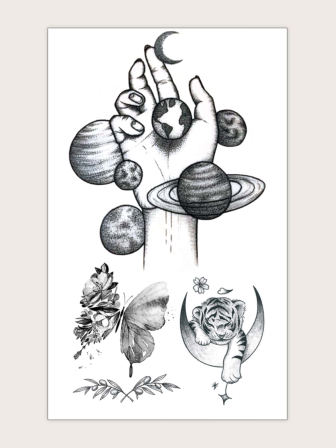 1sheet Planet Tattoo Sticker