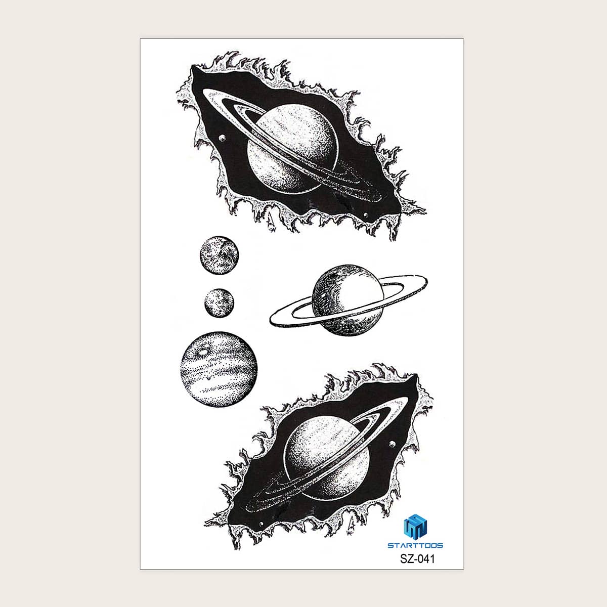 

1sheet Planet Tattoo Sticker, Black