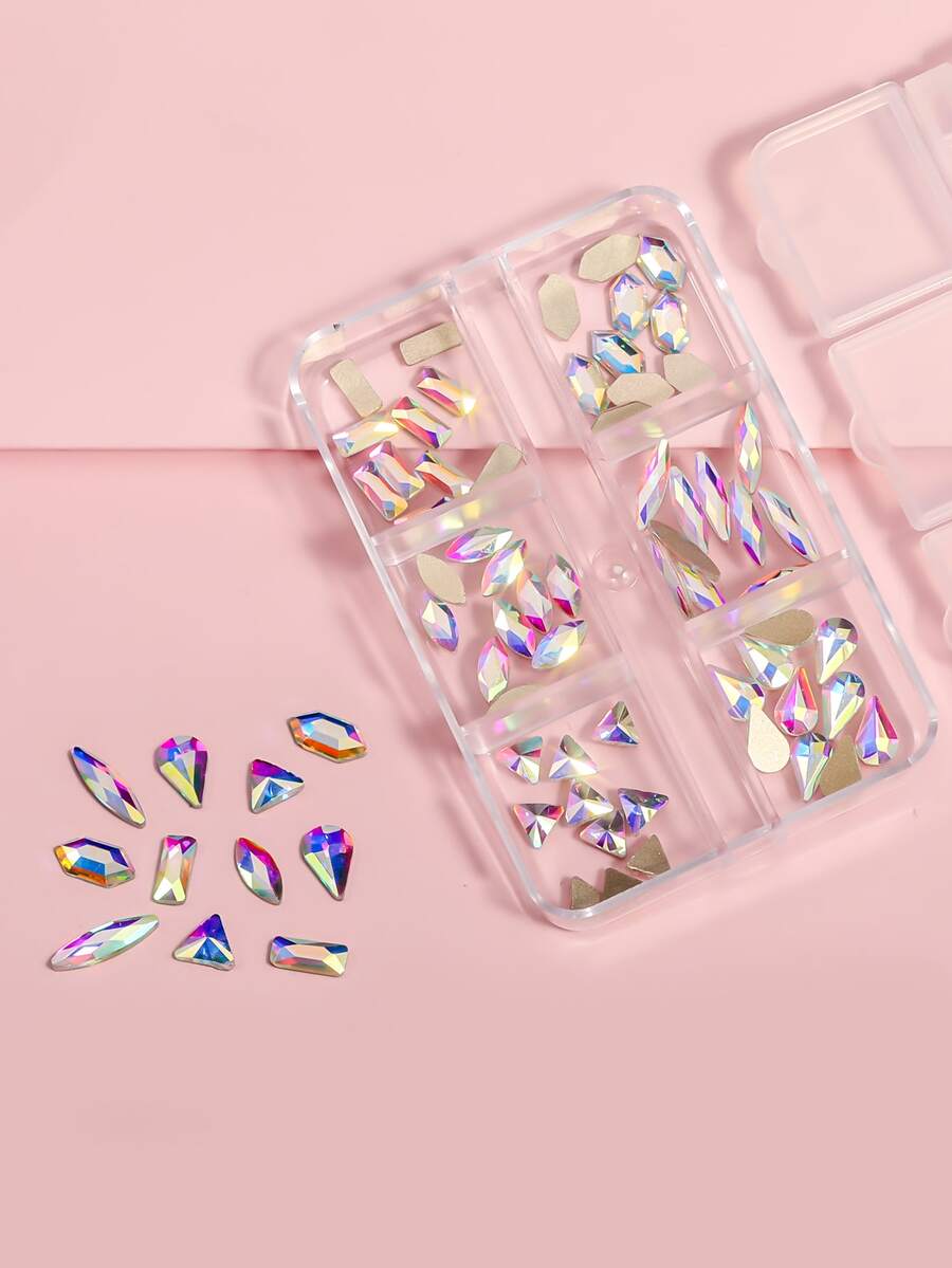 1 hộp trang trí móng rhinestone - Hồng - Xem 1