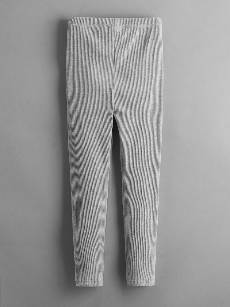 SHEIN Chicas 3 piezas Leggings algodón tejido de canalé - Multicolor - Añade 7