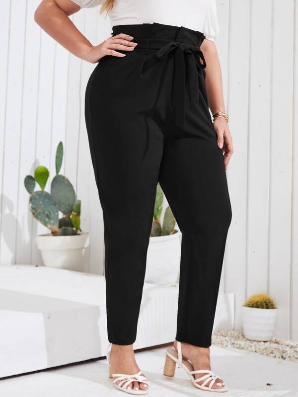 Mulvari Plus Solid Slant Pocket Belted Pants