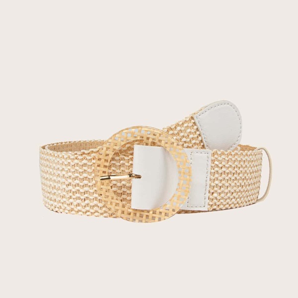 

Round Buckle Belt, Beige