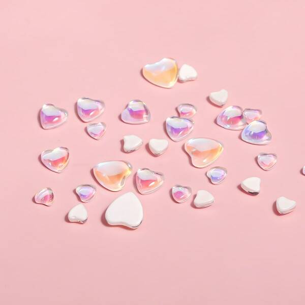 

1box Heart Nail Art Decoration, White