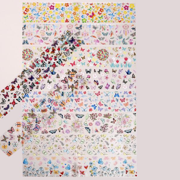 

10sheets Butterfly & Floral Nail Art Sticker, Multicolor