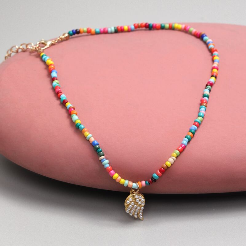 

Faux Pearl Decor Beaded Necklace, Multicolor