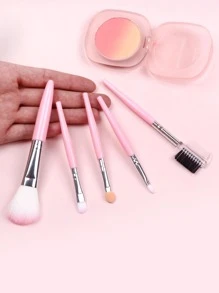 Set de 5 piezas de mini brochas de maquillaje para niños, juego de brochas de maquillaje/cosméticas, set de brochas, kit de brochas de maquillaje, set de brochas de maquillaje, kit de maquillaje completo, set de brochas de maquillaje, kit de maquillaje completo, kit de brochas, set de brochas de maquillaje, set de regalo de maquillaje - Rosa - Ver 2