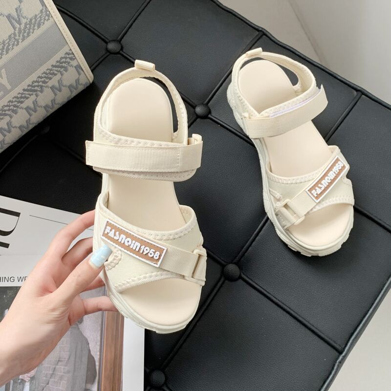 

Letter Graphic Sport Sandals, Beige