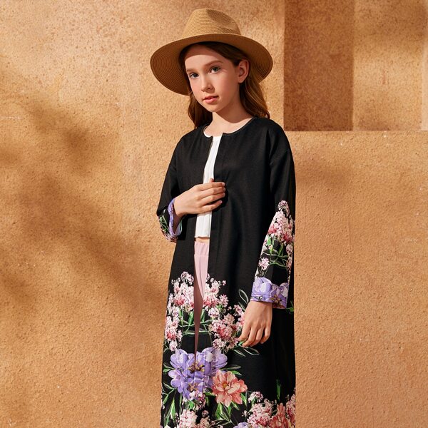 

Girls Floral Print Coat, Multicolor
