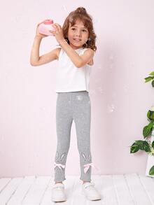 Niñas Leggings con conejo con lazo delantero - Gris Claro - Ver 6