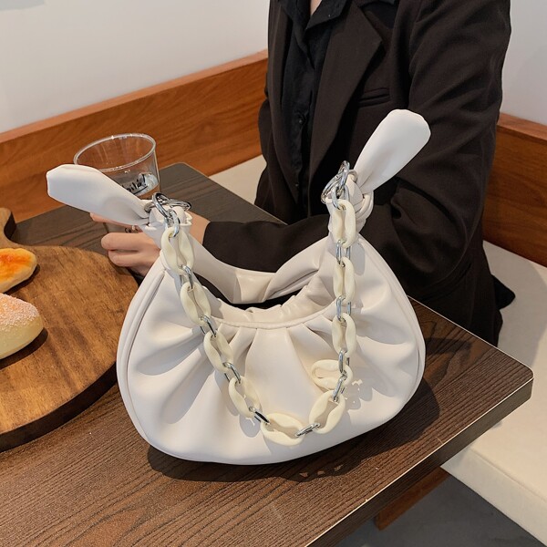 

Minimalist Ruched Bag, White