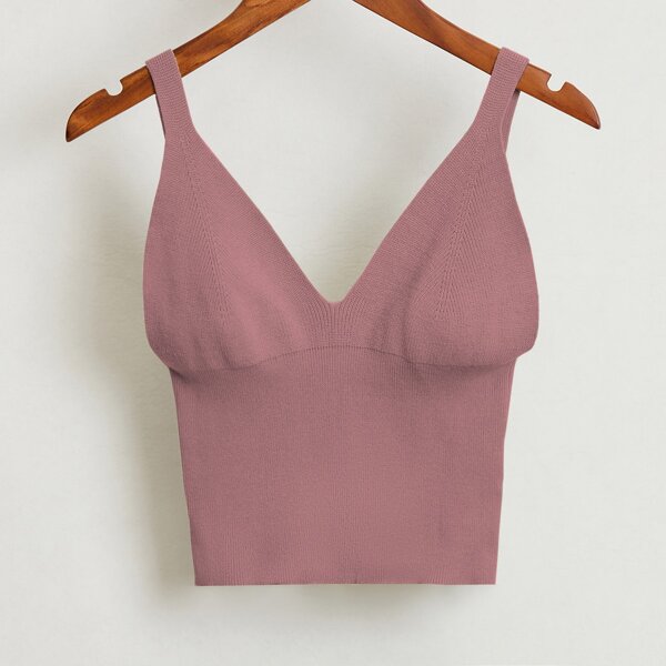 

Solid Crop Knit Top, Dusty pink