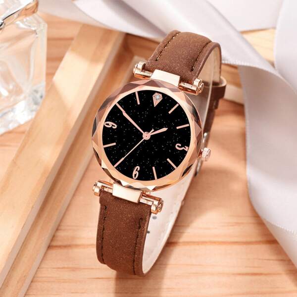 

Rhinestone Decor Starry Sky Dial Quartz Watch