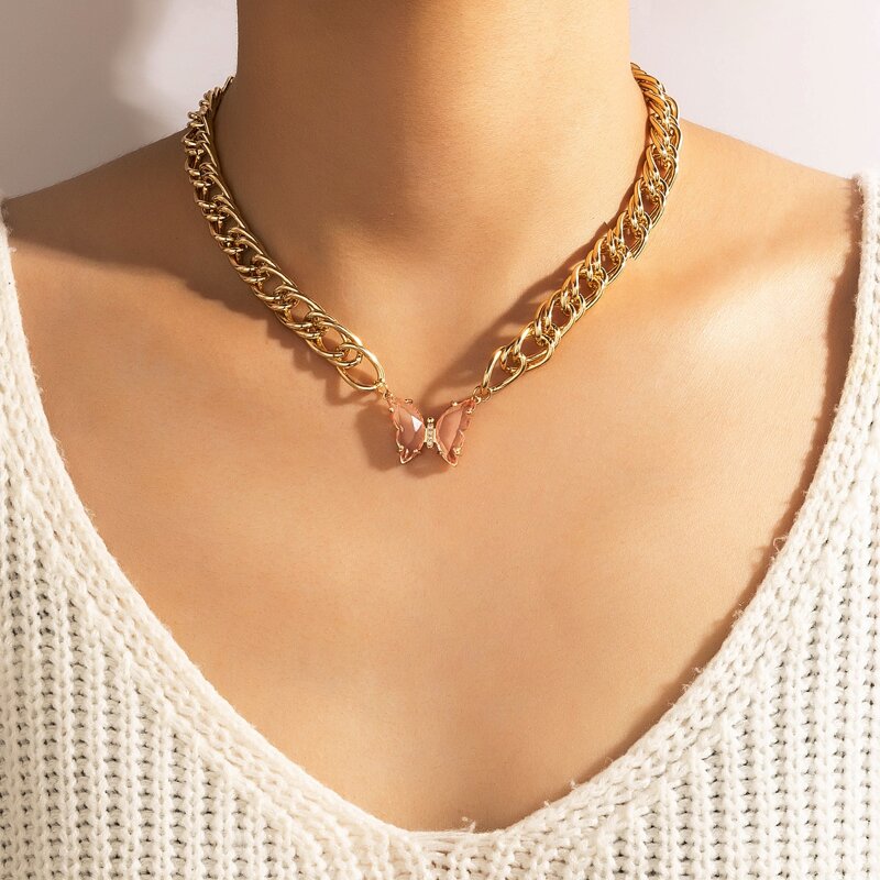 

Butterfly Decor Chain Necklace, Gold