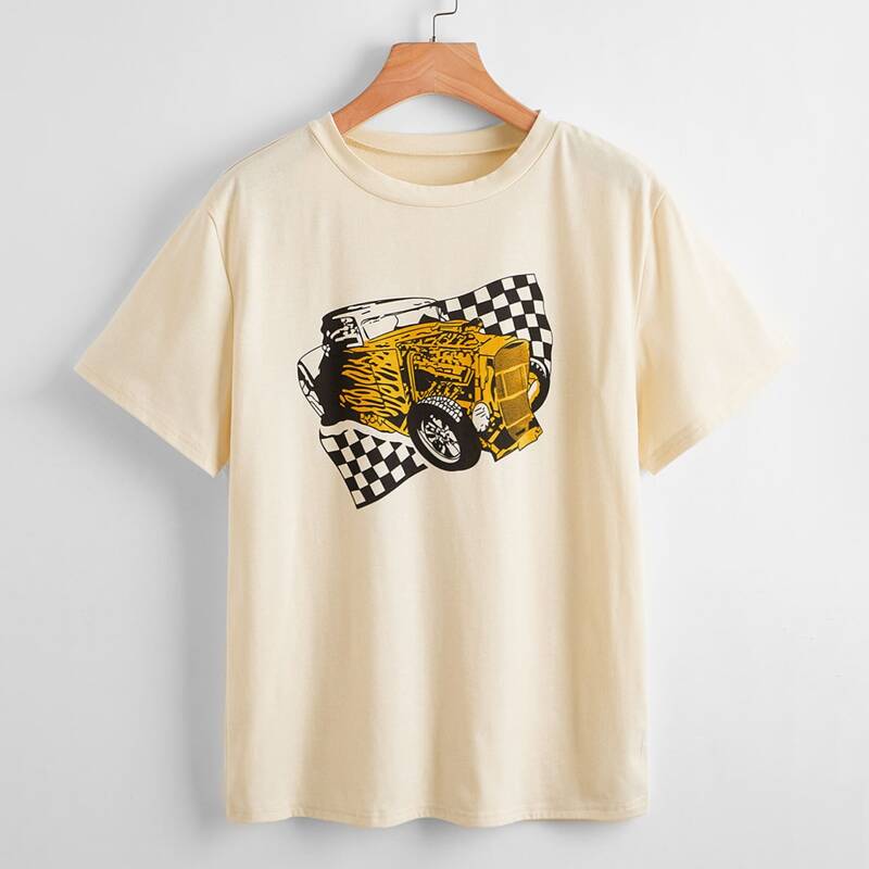 

Car Graphic Tee, Beige