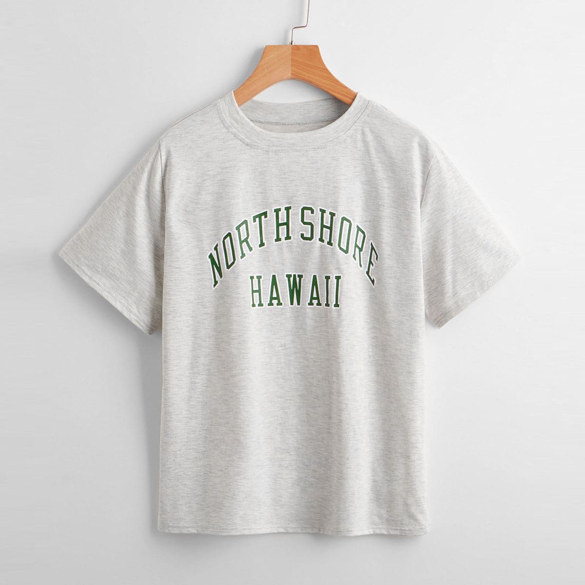 

Letter Print Crop Tee, Light grey