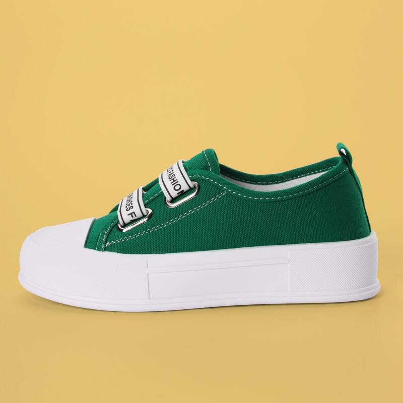

Elastic Decor Canvas Shoes, Green