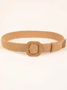 波西米亚风几何扣编织腰带 适合海滩派对夏季、学校的礼服腰带 - 駝色 - 查看 2