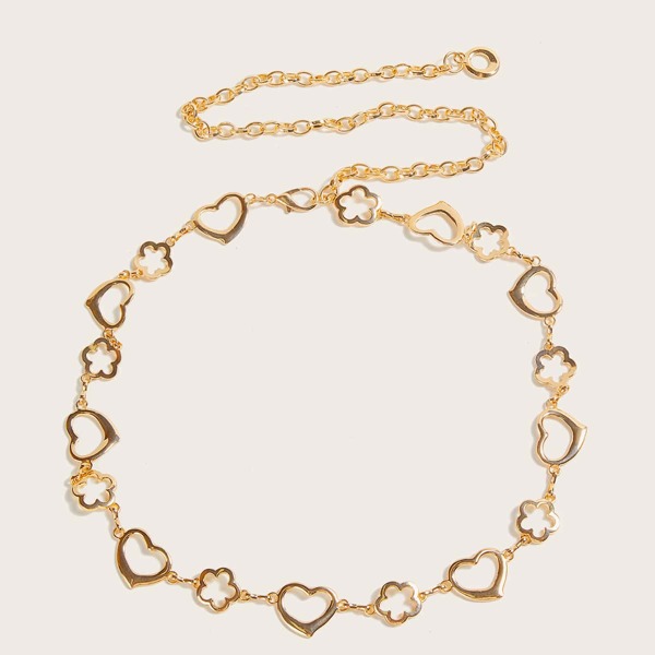 

Heart Design Chain Belt, Gold