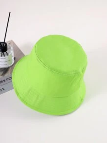 1pc Unisex Solid Color Bucket Hat, Sun Protection, Face-Slimming Bucket Hat - Green - View 2