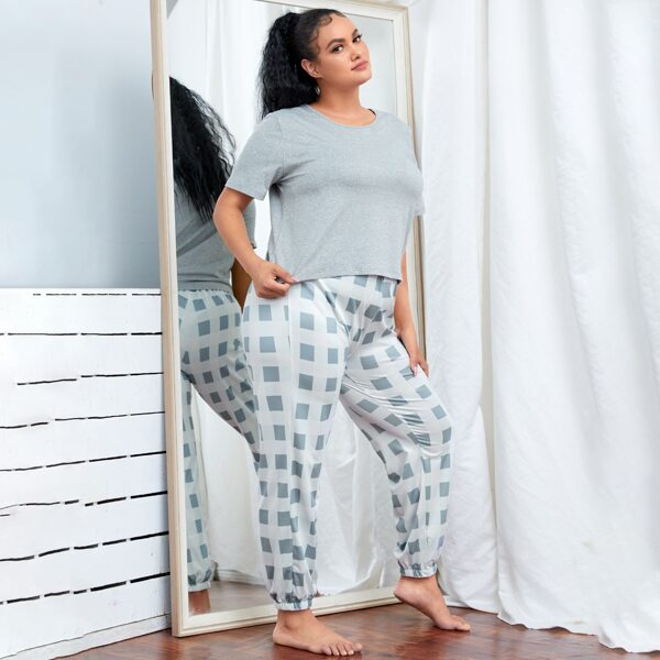 

Plus Plaid Space Dye Pajama Set, Multicolor