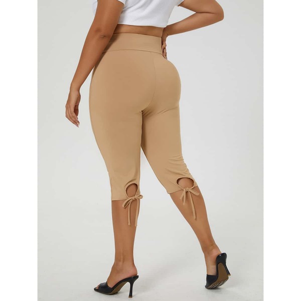 

Plus Tie Back Capris Leggings, Apricot