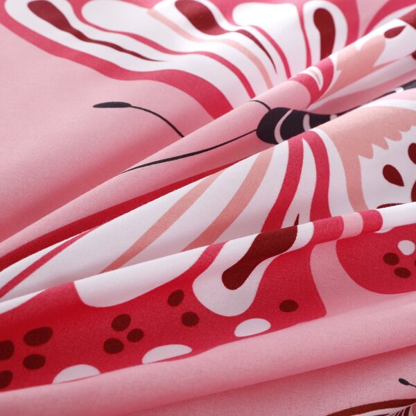 

Flower Print Duvet Cover Set Without Filler, Pink