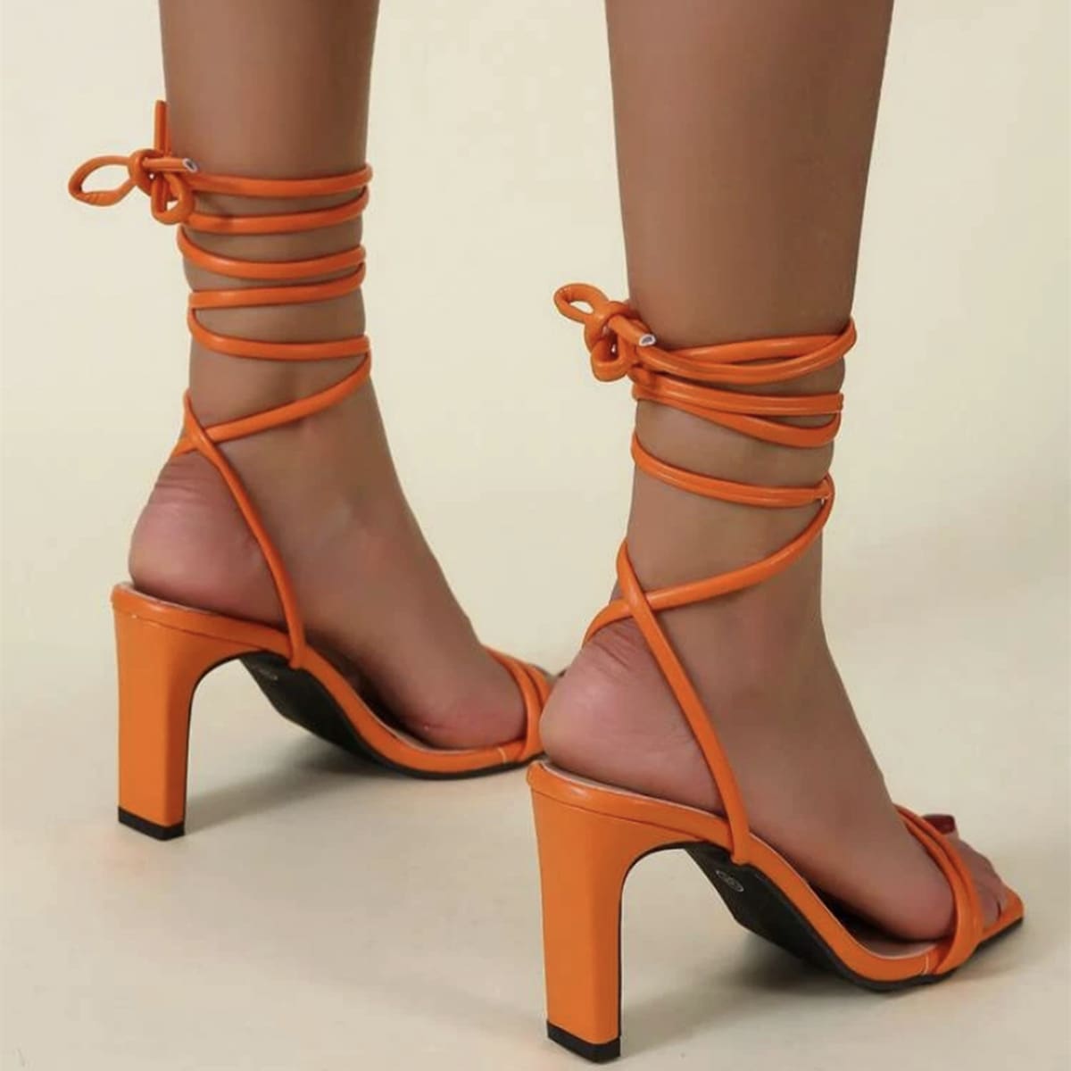 

Minimalist Tie Leg Gladiator Sandals, Orange