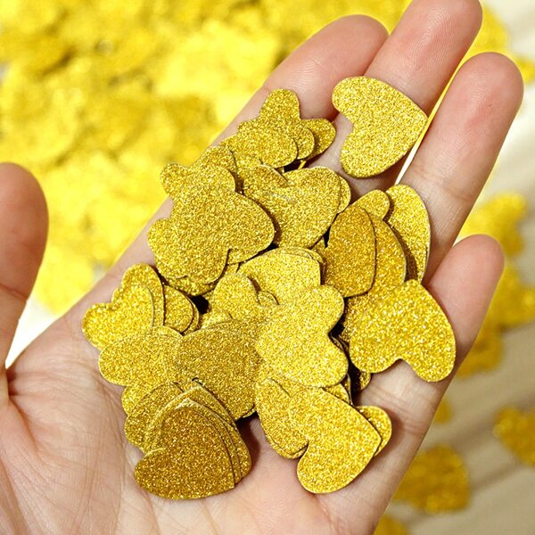 

1pack Glitter Heart Confetti, Gold