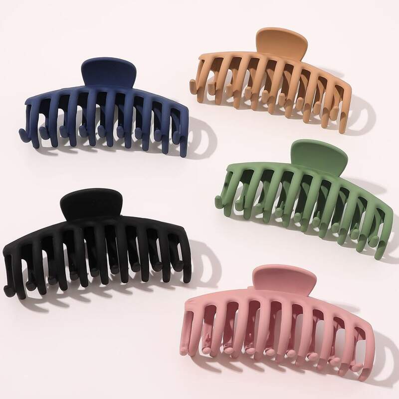 

5pcs Plain Hair Claw, Multicolor