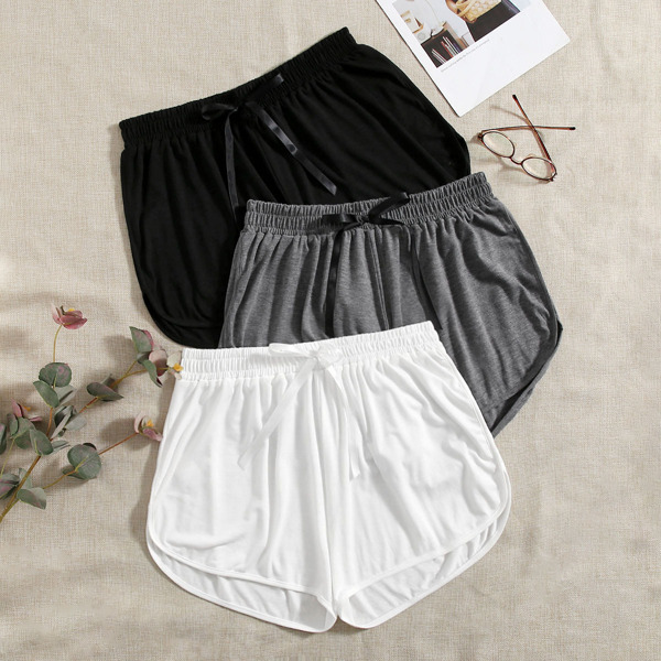 

Plus 3pcs Bow Detail Shorts, Multicolor