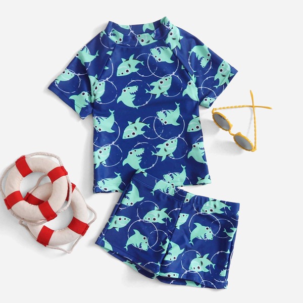 

Toddler Boys Shark Print Beach Swimsuit, Multicolor