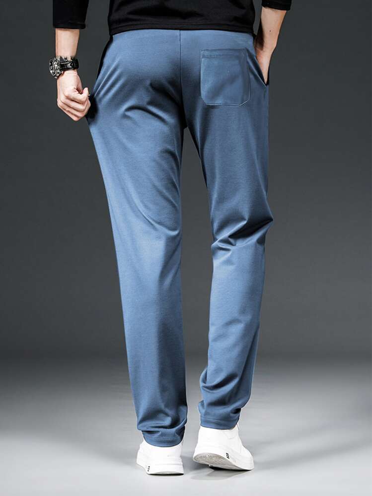 Manfinity Men Solid Straight Leg Pants - Dusty Blue - View 2