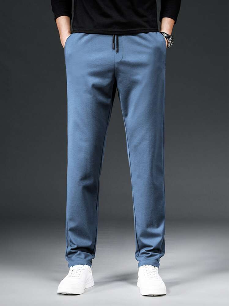 Manfinity Men Solid Straight Leg Pants - Dusty Blue - View 4