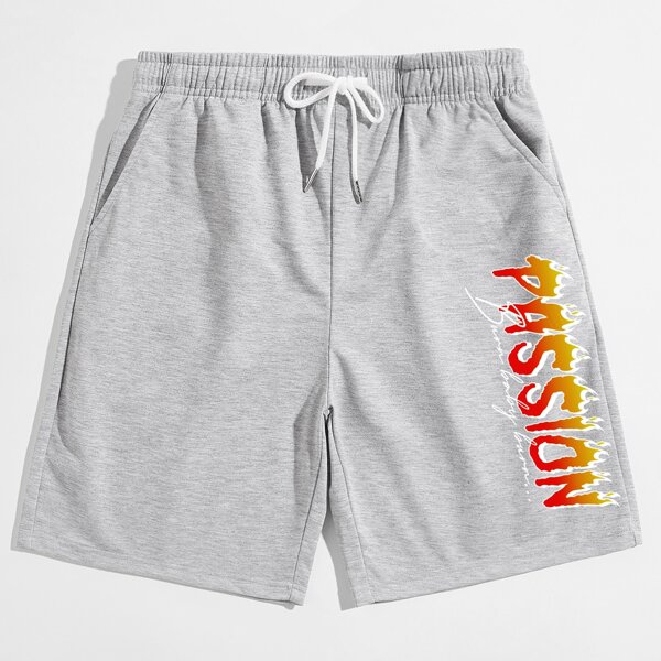 

Men Fire & Letter Shorts, Light grey