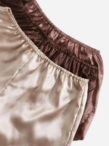 3入組側繫帶緞面吊帶睡衣套裝 - 彩色 - 查看 4