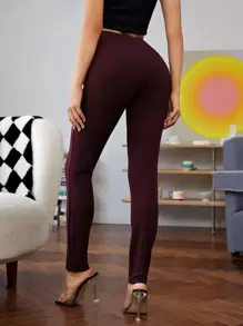 SHEIN BAE Quần màu trơn Giải trí - Màu Tím - Xem 2