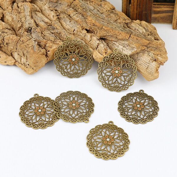 

6pcs Hollow Out DIY Pendant, Bronze