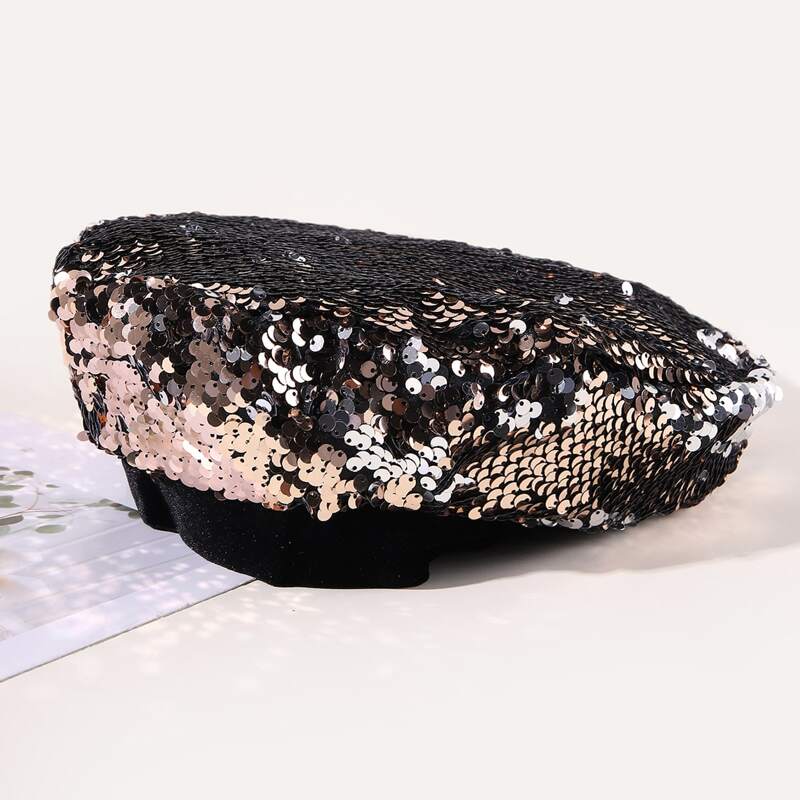 

Sequin Decor Beret, Gold