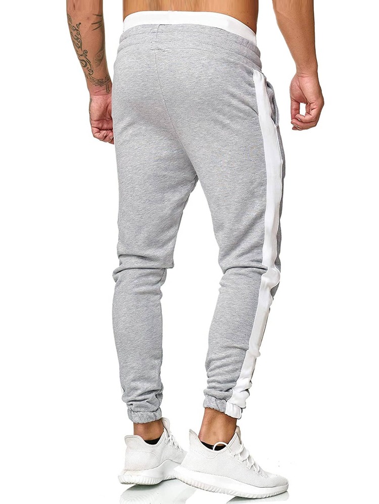 Manfinity 男士織帶面抽繩腰褲子 - 淺灰色 - 查看 2