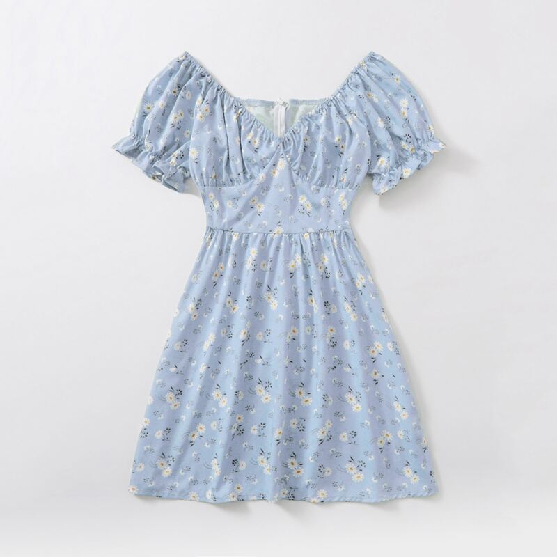 

Daisy Ruched Bust Dress, Baby blue