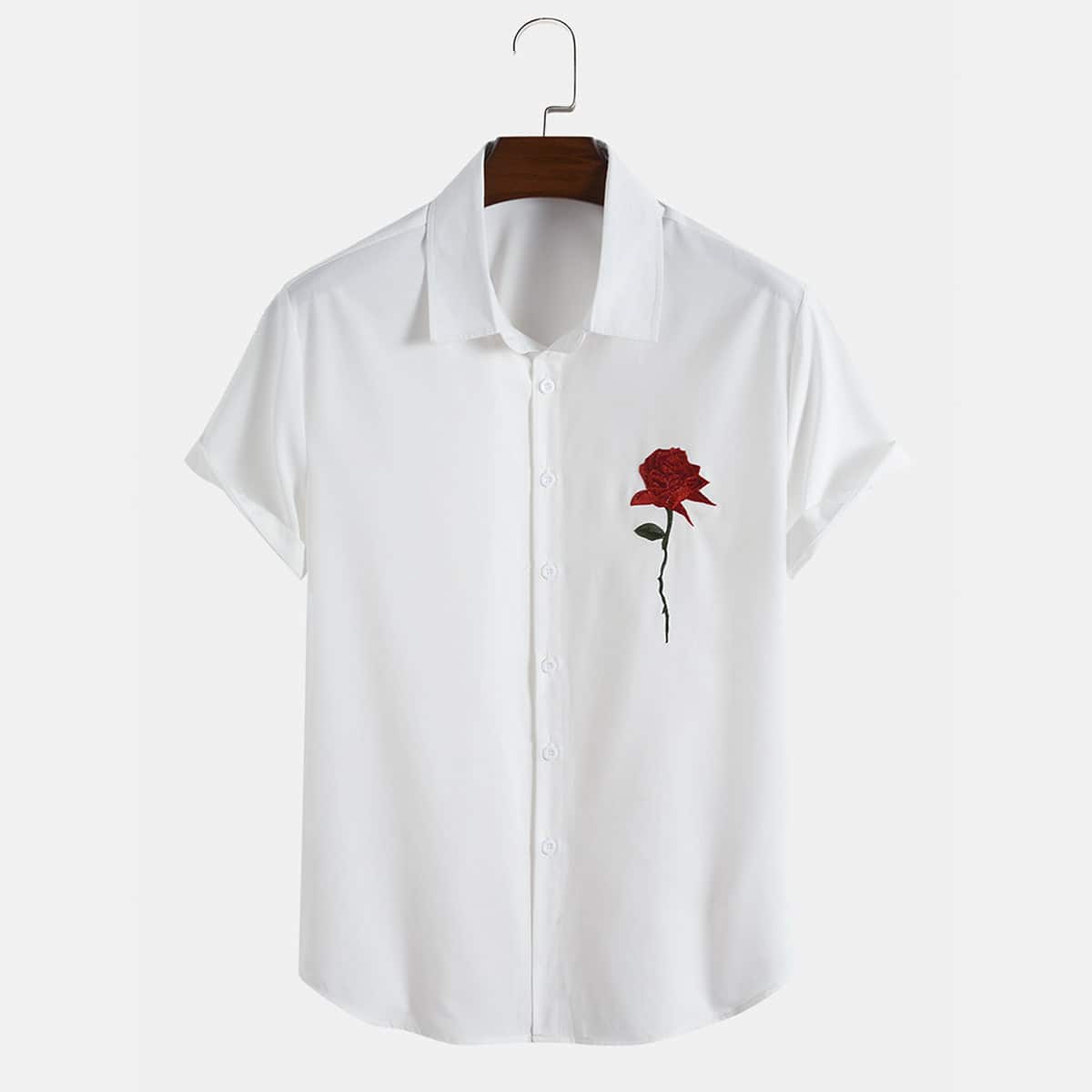 

Guys Floral Embroidered Shirt, White