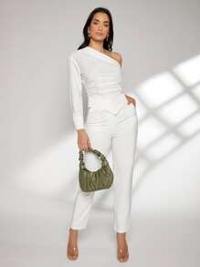 Modelyn Áo sơ mi Nút màu trơn Thanh lịch - trắng - Xem 3