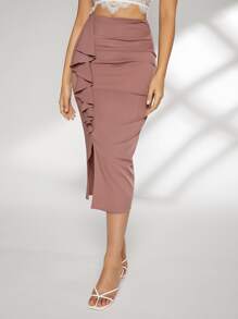 Modelyn Falda lado bajo con abertura - Rosa vieja - Ver 1