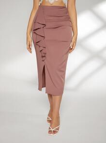 Modelyn Falda lado bajo con abertura - Rosa vieja - Ver 4