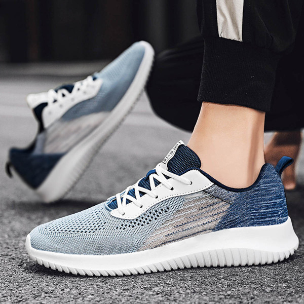 

Men Lace-up Front Knit Running Shoes, Blue
