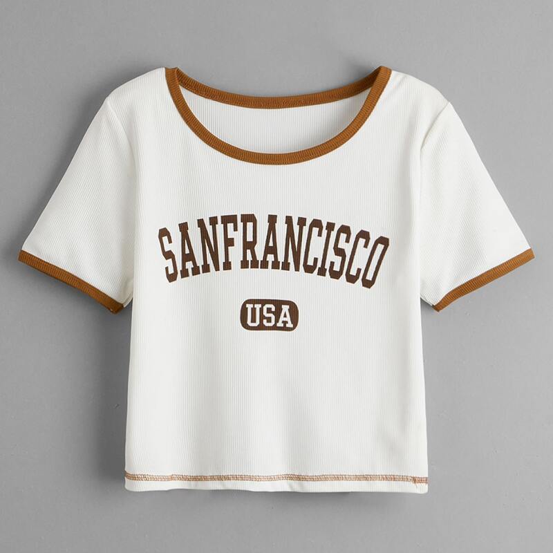 

Letter Ringer Crop Tee, White