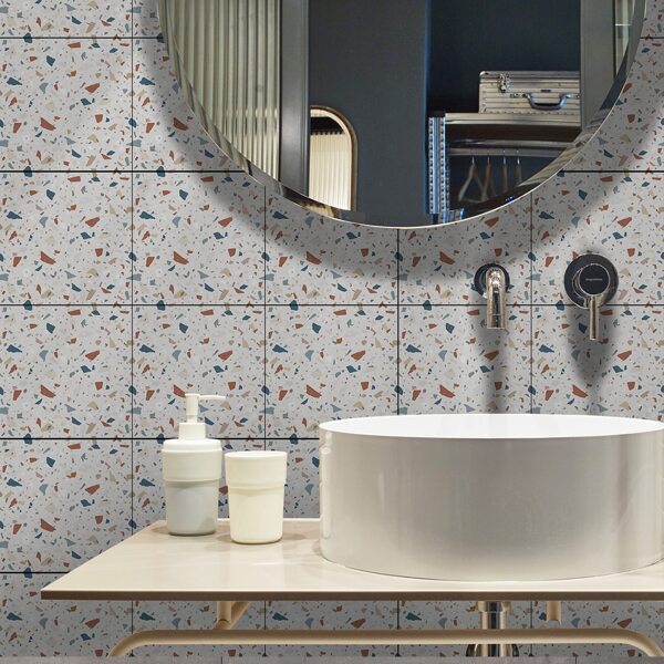 

2pcs Terrazzo Print Wall Sticker, Multicolor