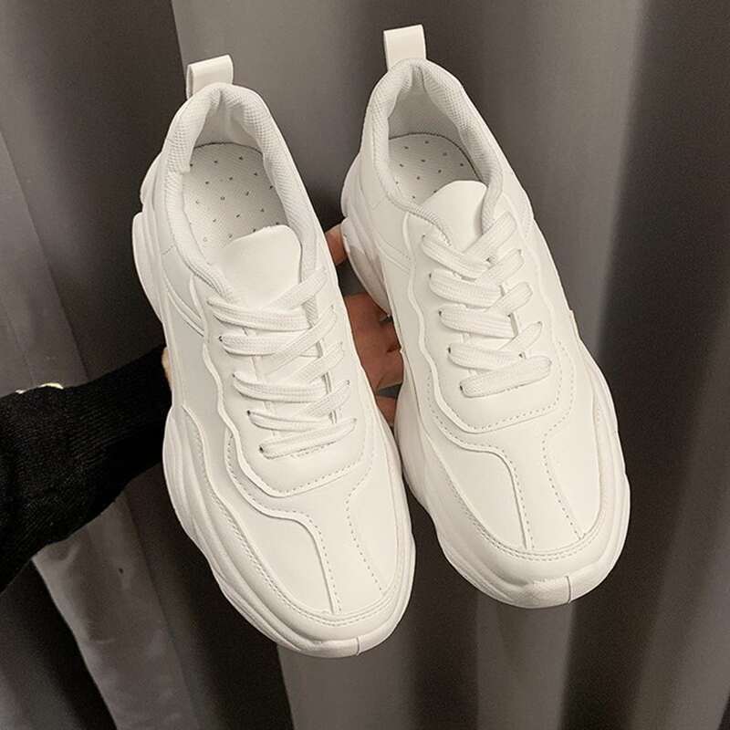 

Lace-up Front Minimalist Sneakers, White