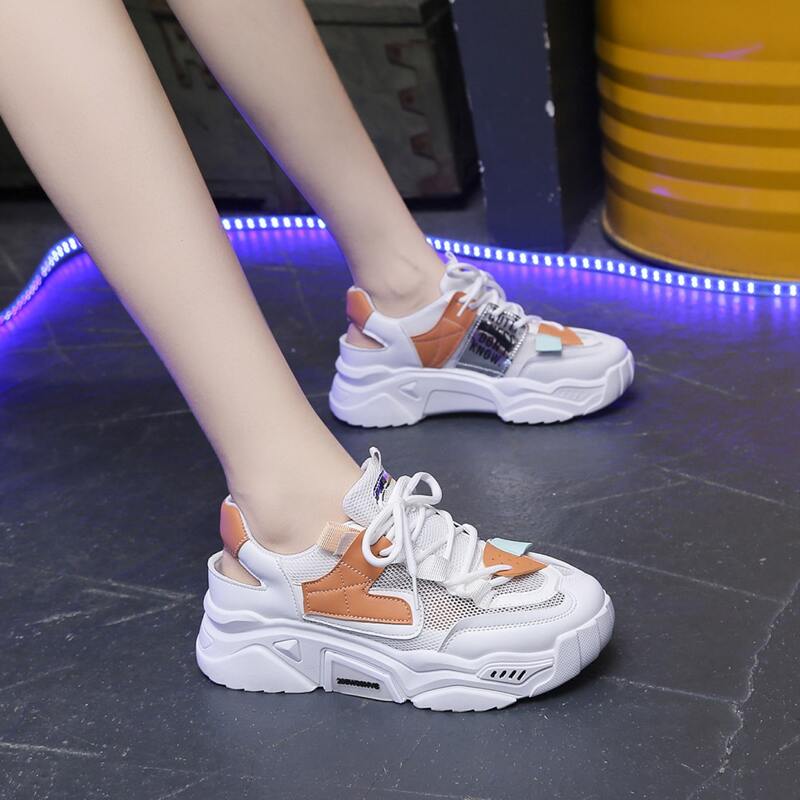 

Lace-up Front Chunky Sneakers, White
